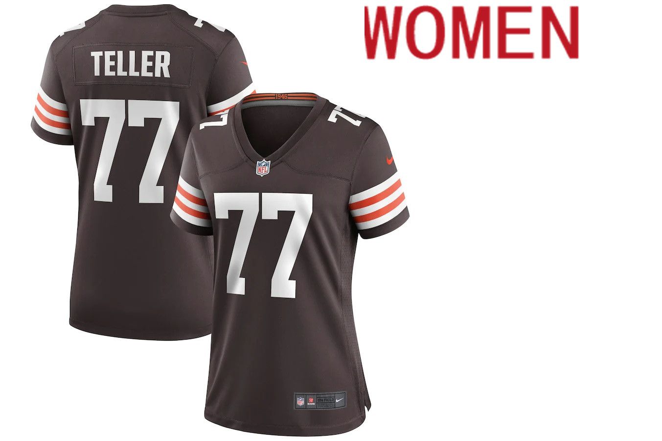 Women Cleveland Browns #77 Wyatt Teller Nike Brown Game NFL Jersey